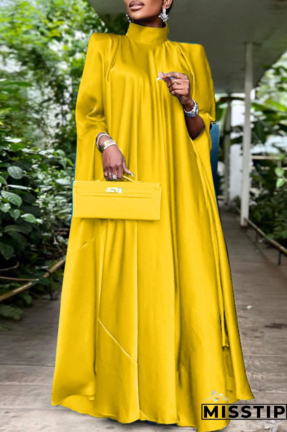 Blue Casual Solid Patchwork Turtleneck Straight Dresses