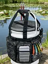Fishing Bucket Organizer with Buckets Cover Ice Fishing Tackle Bag with Rod & Plier Holder Multi-Pockets for 5 Gallon Buckets Gear Accessories