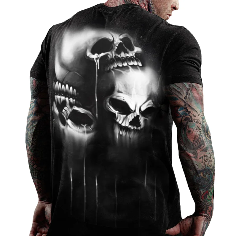 Dark Skull Art Back Print T-Shirt