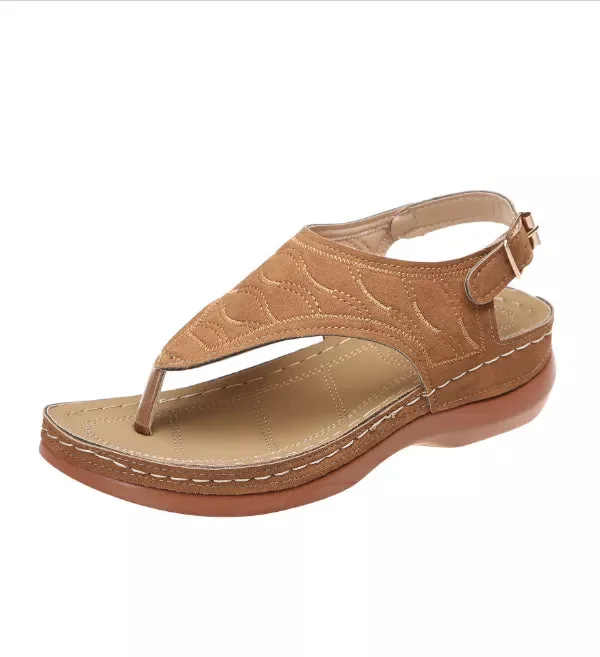 2022 Summer New Women Hand-embroidered Wedge Flip Flop