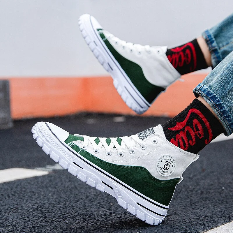 Men Canvas Shoes Men Fashion Summer Casual Sneakers Student Casual Shoes High Top Man Vulcanize Shoes 2021 Off White Shoes