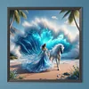 Bord De Mer Vague Fille Ronde Drill Diamond Painting-40 * 40CM