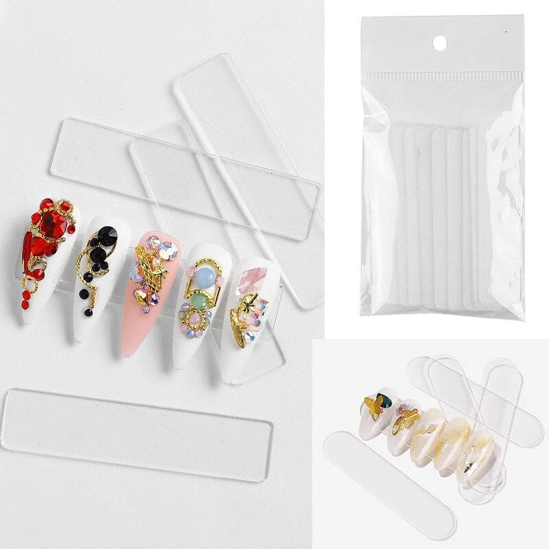 10 PCS Clear Nail Display Strip Acrylic Nail Art Tips Display Holder Board Bar Chart False Stick Practice Nail Polish Art Tools-Nail Inspo