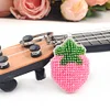 Full Bead Embroidery Keychain Pink Stawberry Printed Craft Gifts(3.5x4.5cm)