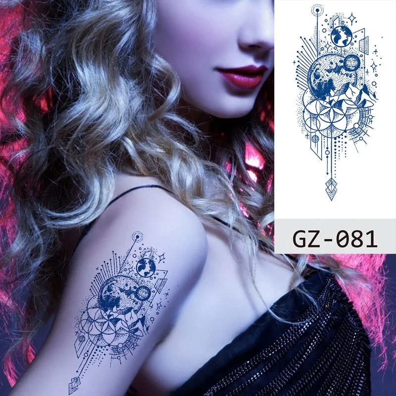 Temporary Waterproof Tattoos Stickers Navigator Compass Totem Flower Juice Ink Men Women Girl Chest Arm Fake Tatoo Drop Shipping