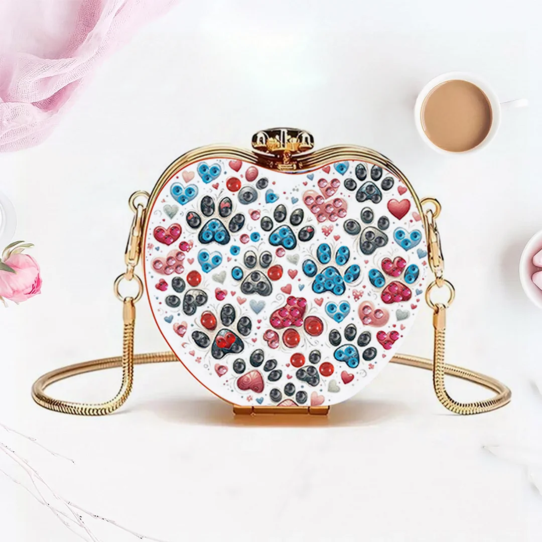Cat Paw DIY Acrylic Love Art Diamond Painting Coin Purse with Chain for Women