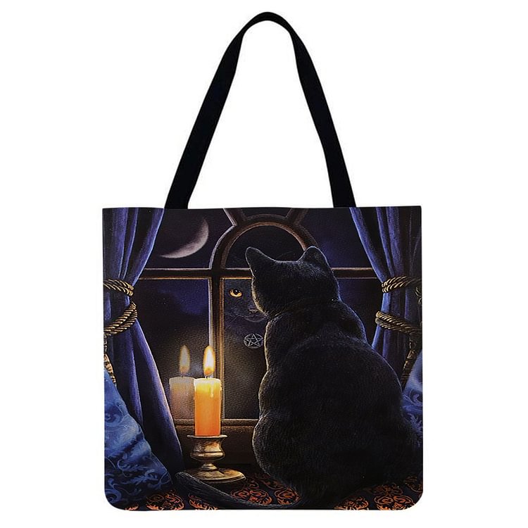 Cat In The Mirror - Linen Tote Bag