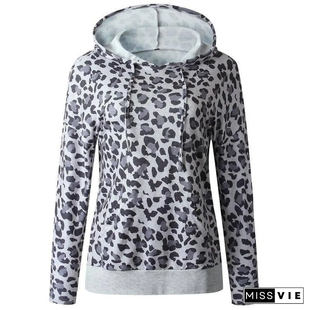 New Autumn Winter Hoodies Women Aesthetic Clothes Fashion leopard Long Sleeve Streetwear