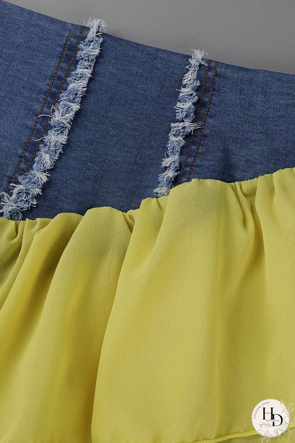 Yellow Fashion Sexy Patchwork Backless Off the Shoulder Long Sleeve Two Pieces