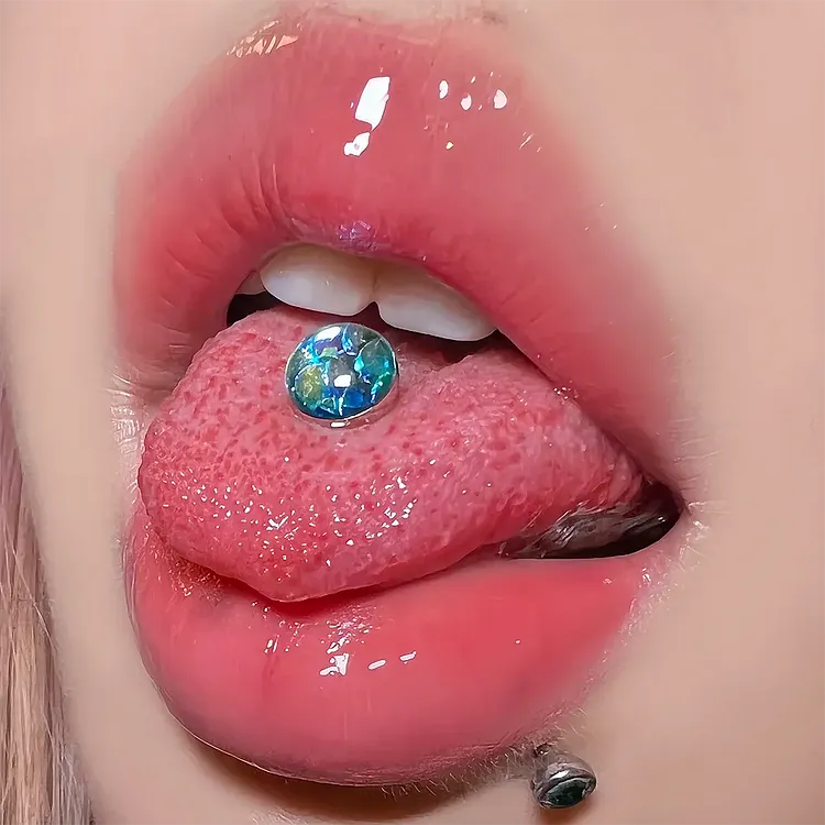 14G Surgical Steel Fish Scales Ball Tongue Ring