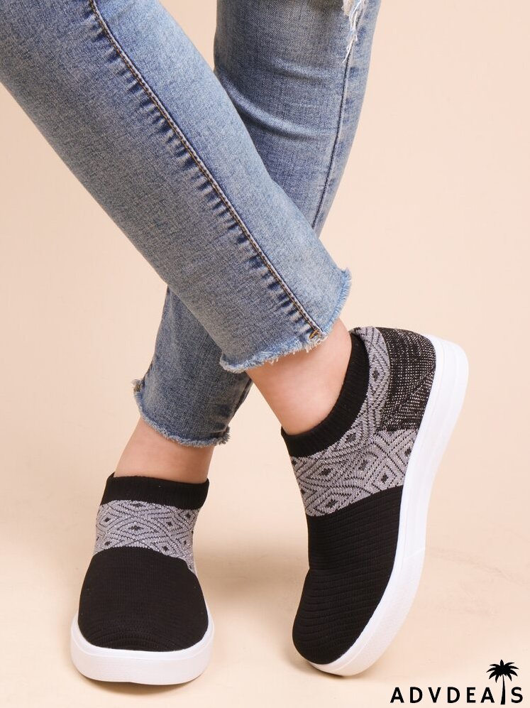 Geometric Pattern Slip On Shoes