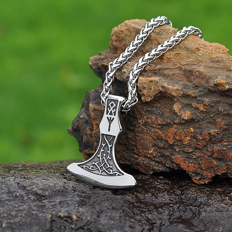 Coutureaura Viking Axe With Norse Rune Necklace