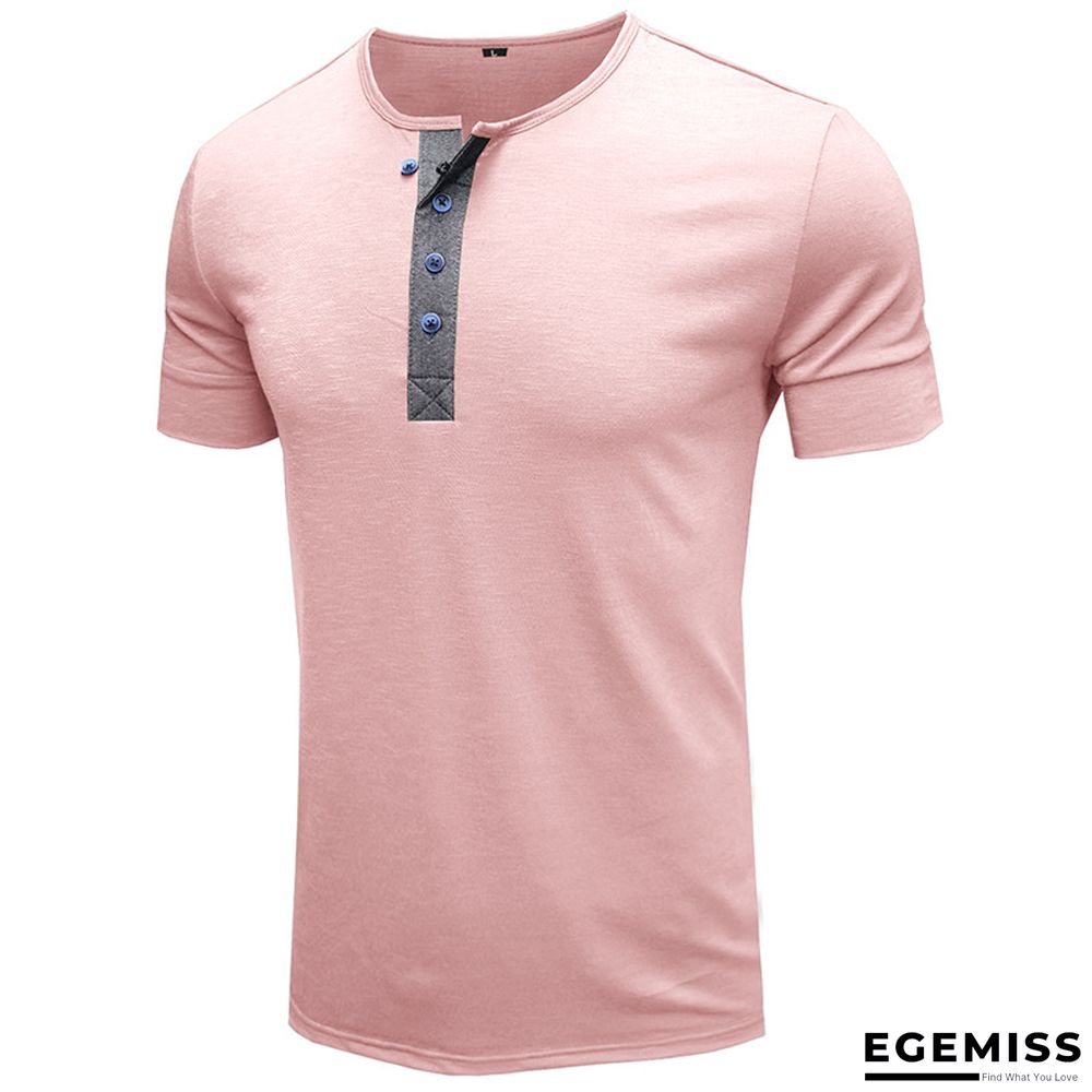 T-shirt with Short Sleeves Henry Shirt Round Neck Cotton T-shirt Men's Clothes | EGEMISS