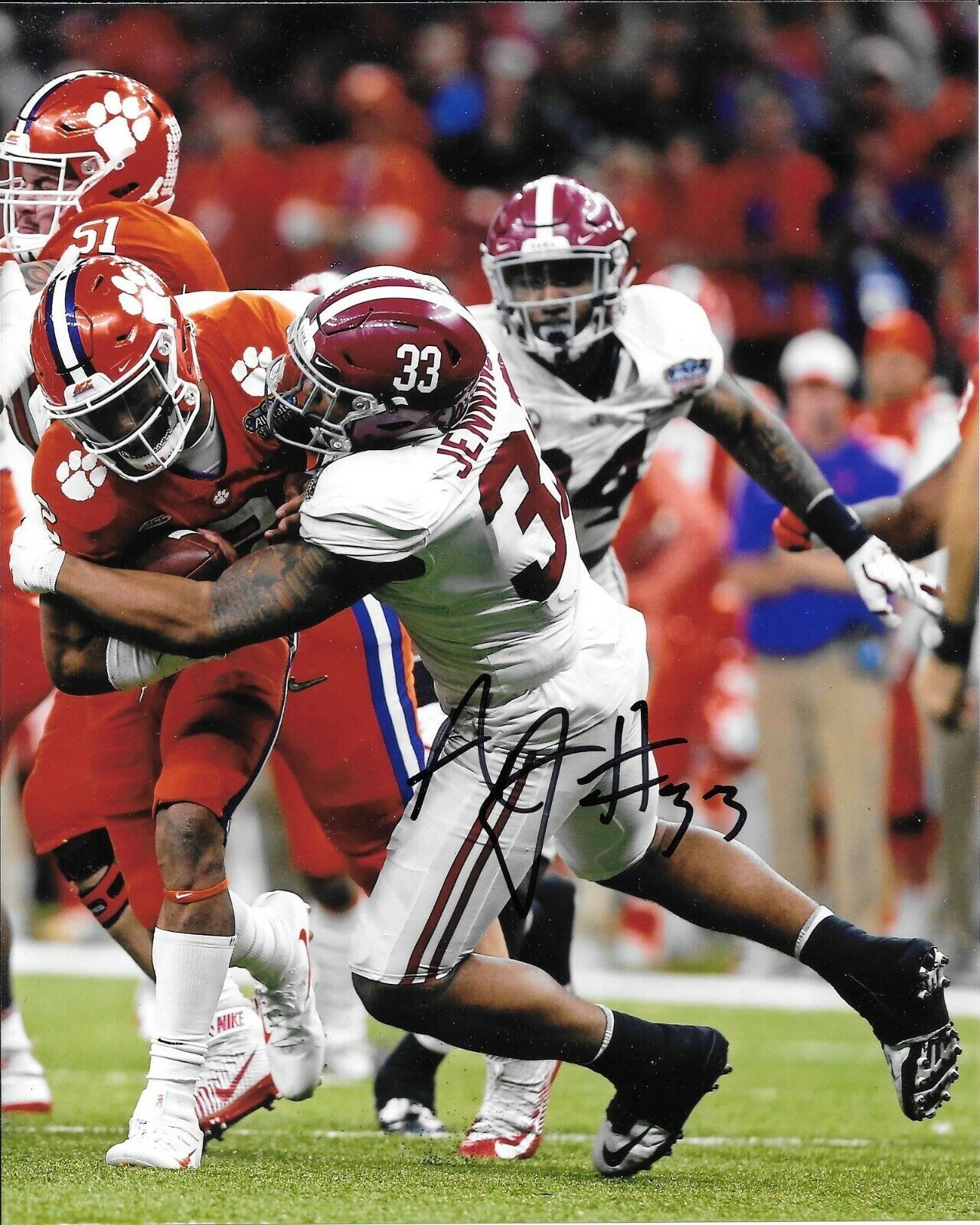 PATRIOTS ANFERNEE JENNINGS HAND SIGNED ALABAMA CRIMSON TIDE 8X10 Photo Poster painting W/COA