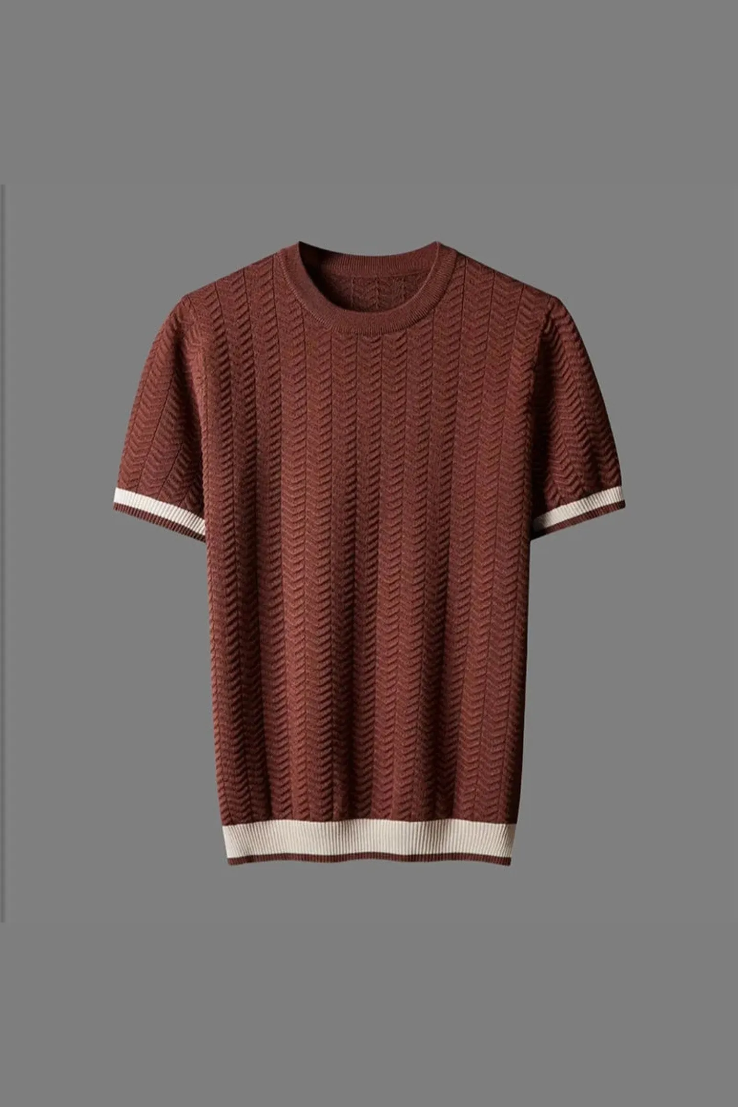 Men's Chevron Knit Tee &ndash; Textured Jacquard Smart Casual Top
