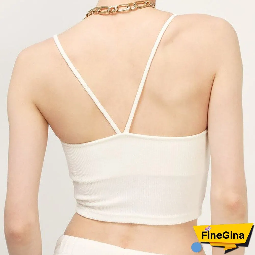 Pure Color Simple Low-cut Sexy Threaded Camisole Female Summer Slim Slimming Sports And Leisure All-match Crop Top Top Women Y2