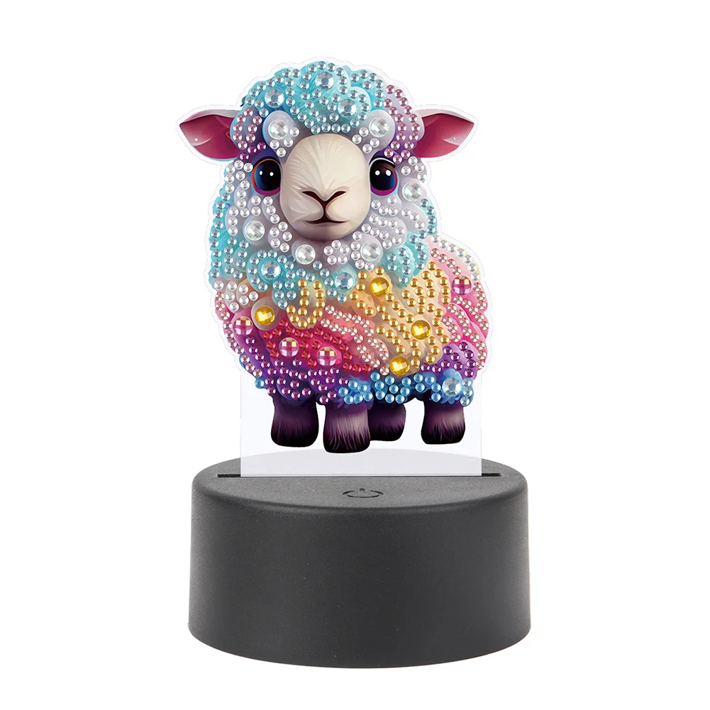 5D DIY Acrylic Sheep Double Sided Diamond Painting LED Night Light for Adults