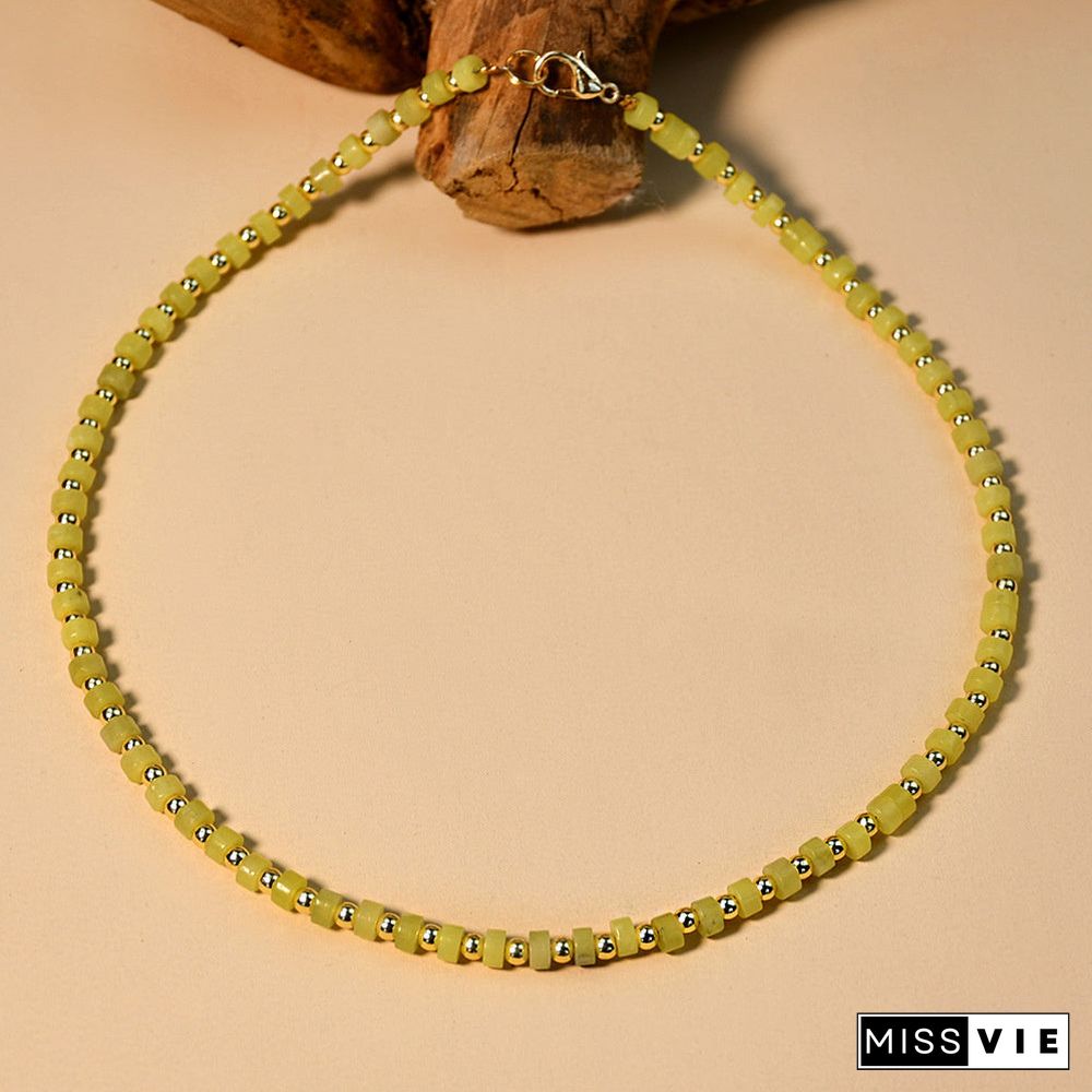 Women's Korea Vintage Semi-precious Stone Agate Bead Necklace