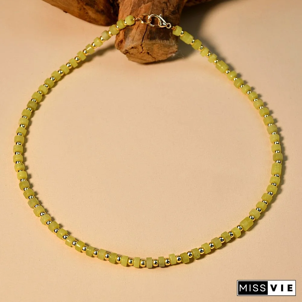 Women's Korea Vintage Semi-precious Stone Agate Bead Necklace