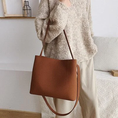 Casual Large Capacity Tote Designer Handbags Luxury Matte Leather Female Shoulder Messenger Bag Big Buckets Bag Lady Purse 2019