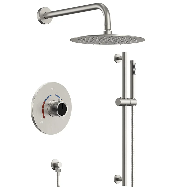 EVERSTEIN Wall-Mount Dual Functions Shower System in Brushed Nickel SFS-1013-NK10