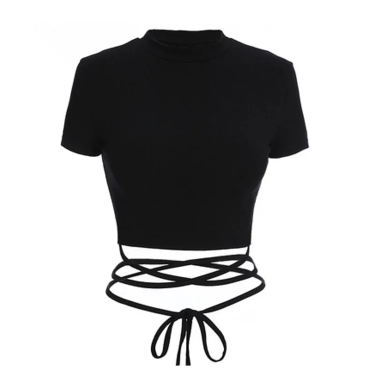 Best Kawaii - Sexy Lace Up T-shirt Top