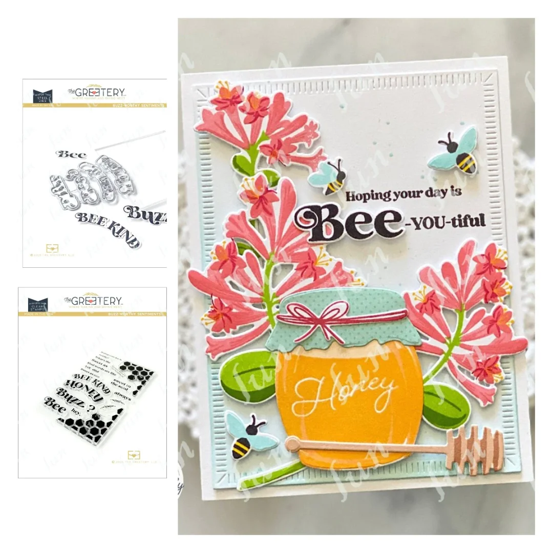 Athvotar Cute Animal Honey Bees Butterfly Dragonfly Moth Metal Cutting Dies Clear Stamps Stencil Scrapbooking Embossing Diy Card Album