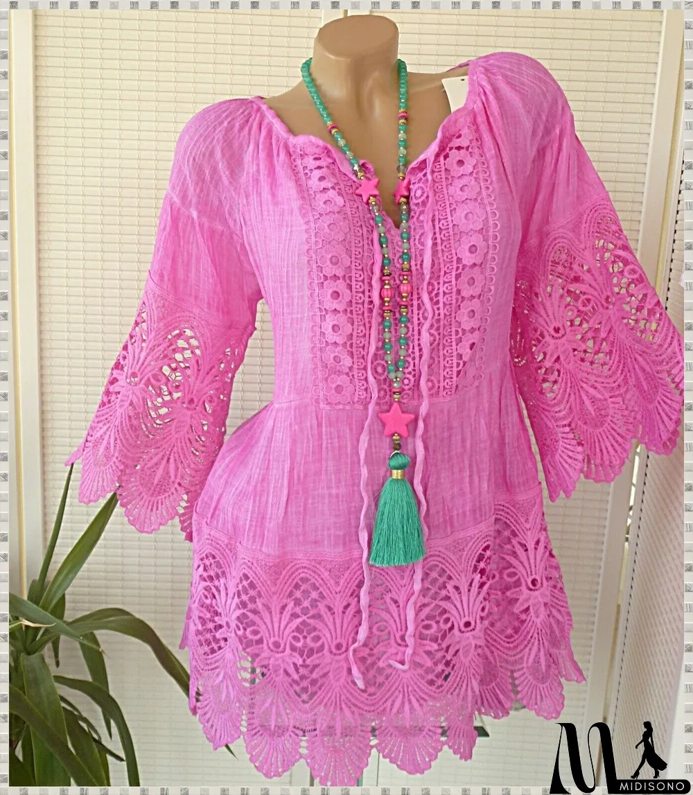 MidiSono - Women's Solid Color Short Sleeve V-neck Tops