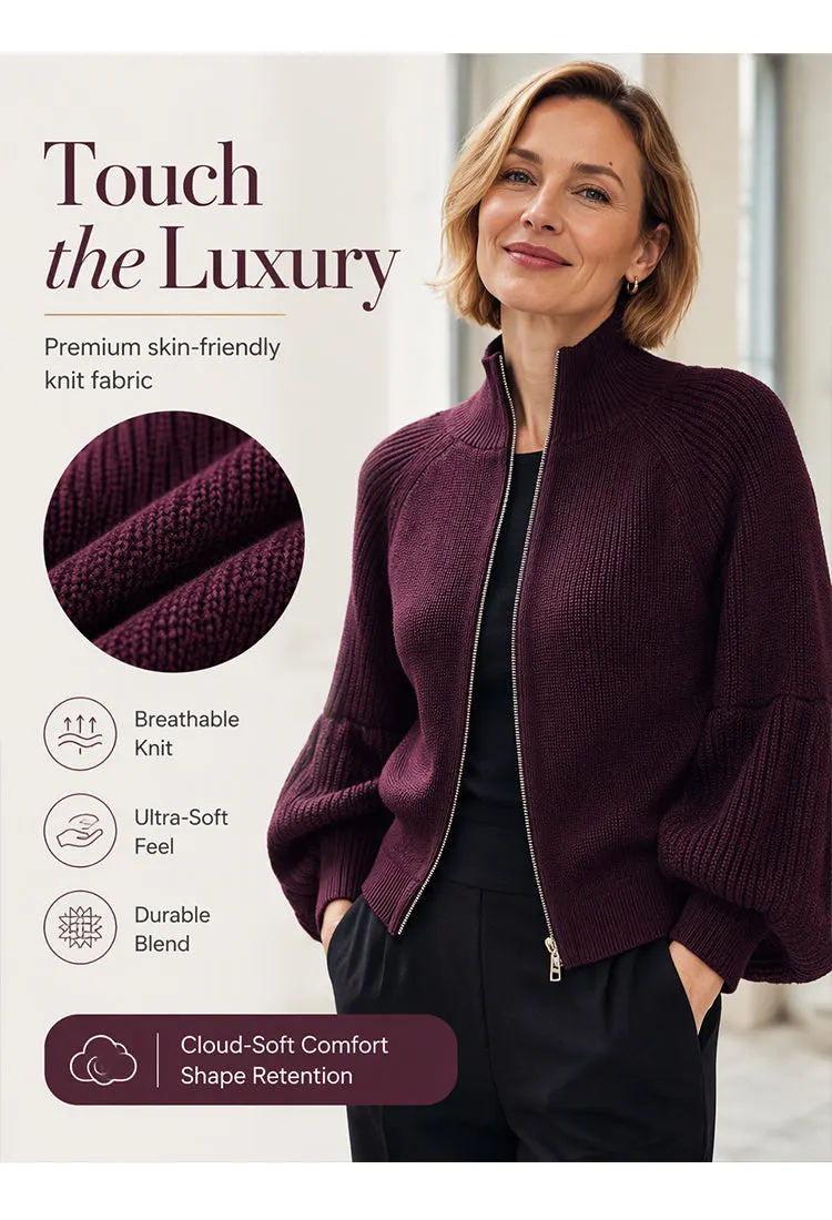 Balloon sleeve knitted jacket detail