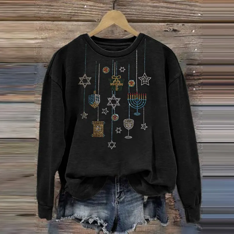 Women's Hanukkah Print Casual Sweatshirt