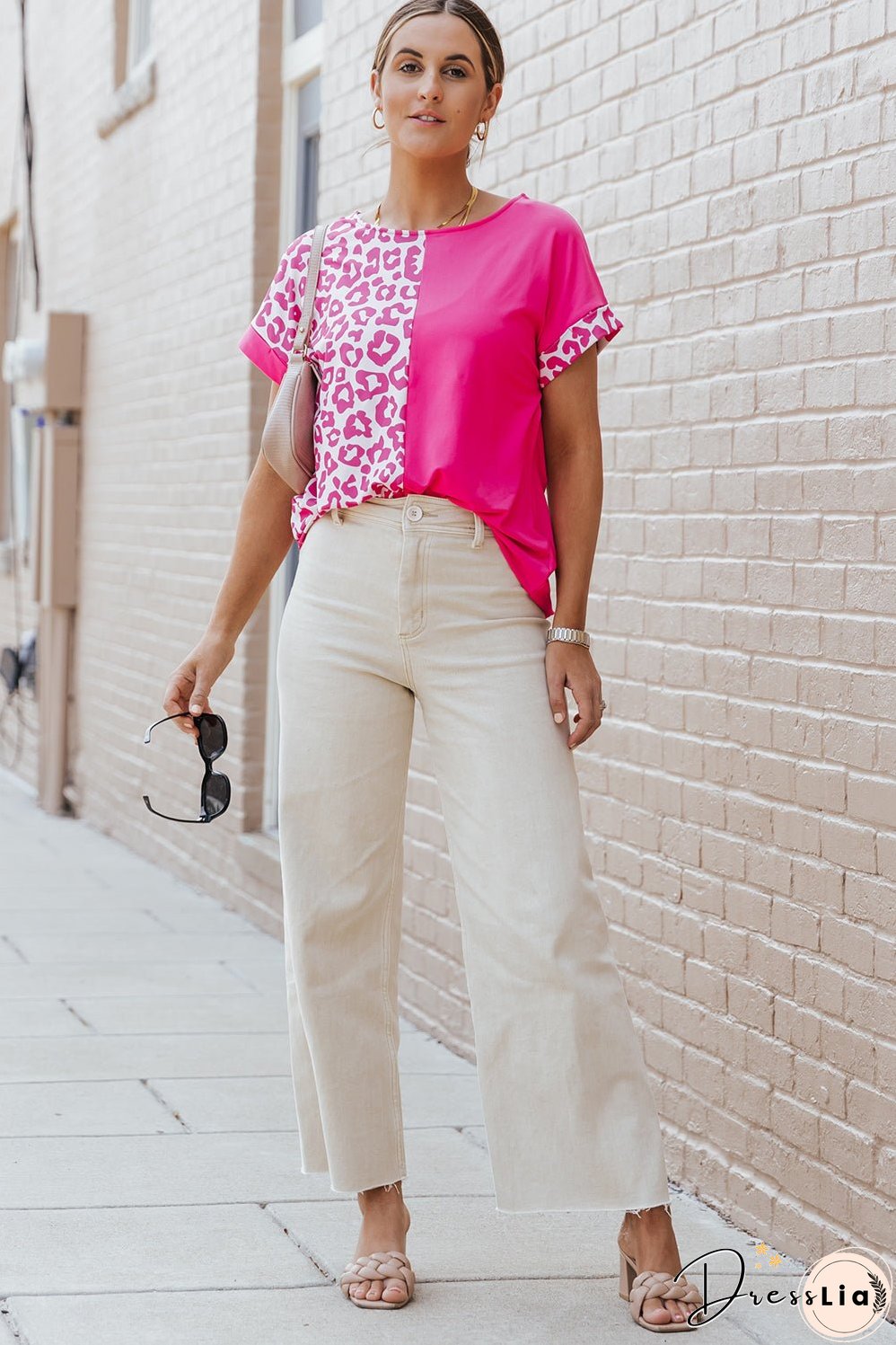 Half Leopard Patchwork Top