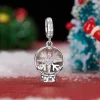S925 Silver Xmas Snowflake Crystal Ball Charm Bead
