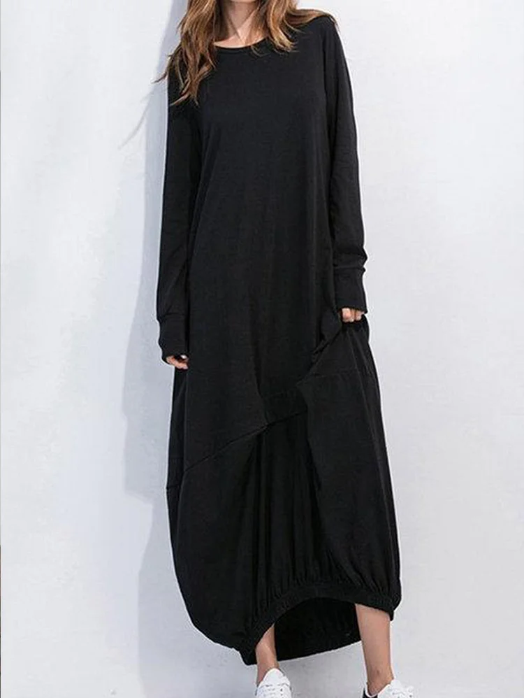 Casual Gathered Detail Panel Loose Dress