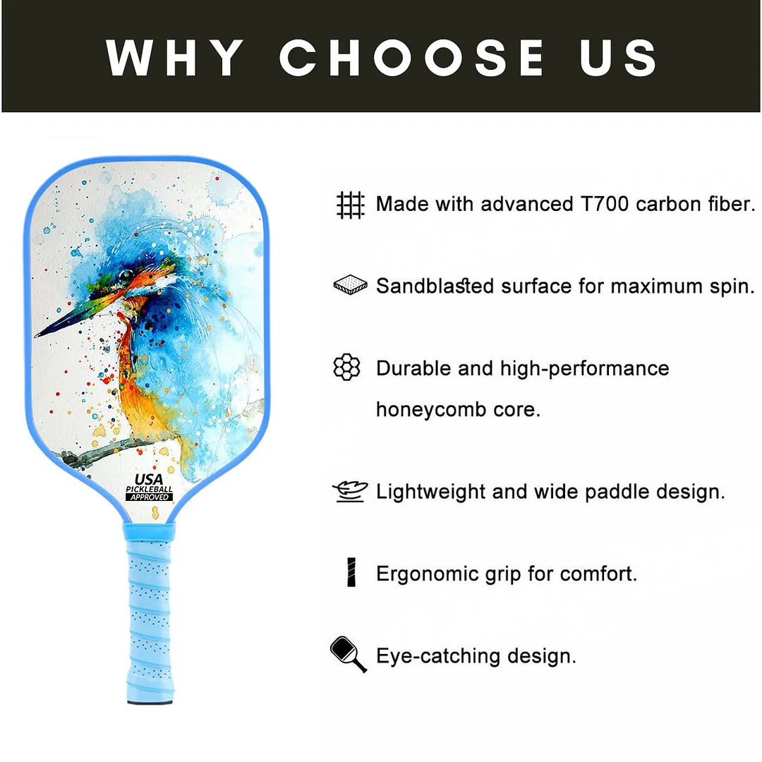 Original Paddle (16mm) T700 Sandblasted Carbon Fiber-Acrylic Ace Paddle