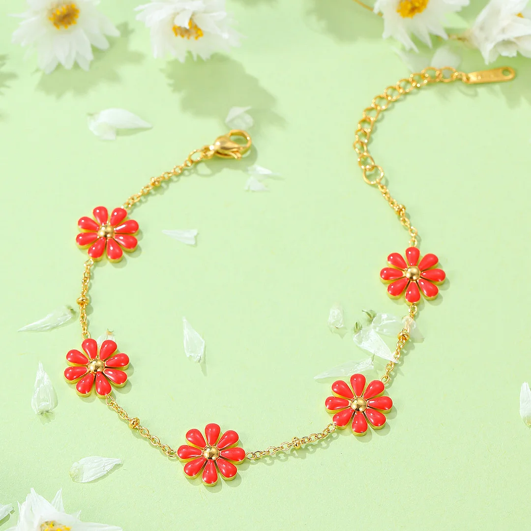 Daisy Dripping Titanium Steel Bracelet