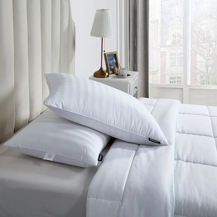 Beautyrest Damask Strip US Grown Cotton Softy-Around Goose Feather/Down Pillow (2PK) - Medium Firm