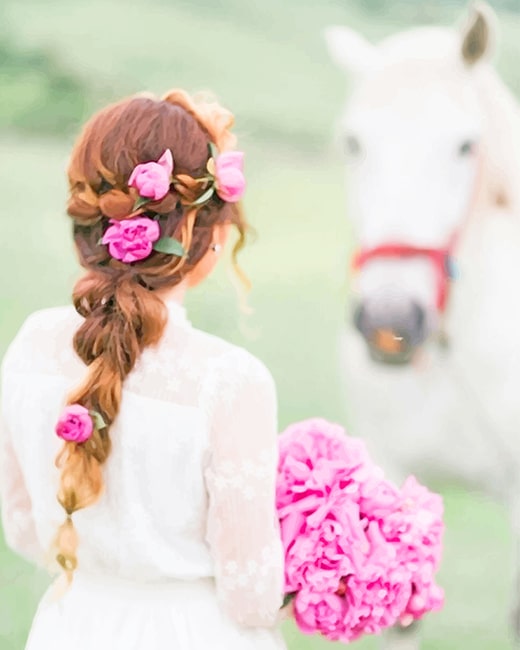 

Beautiful Bride Wth White Horse – Paint By Numbers - 40*50CM, 501 Original