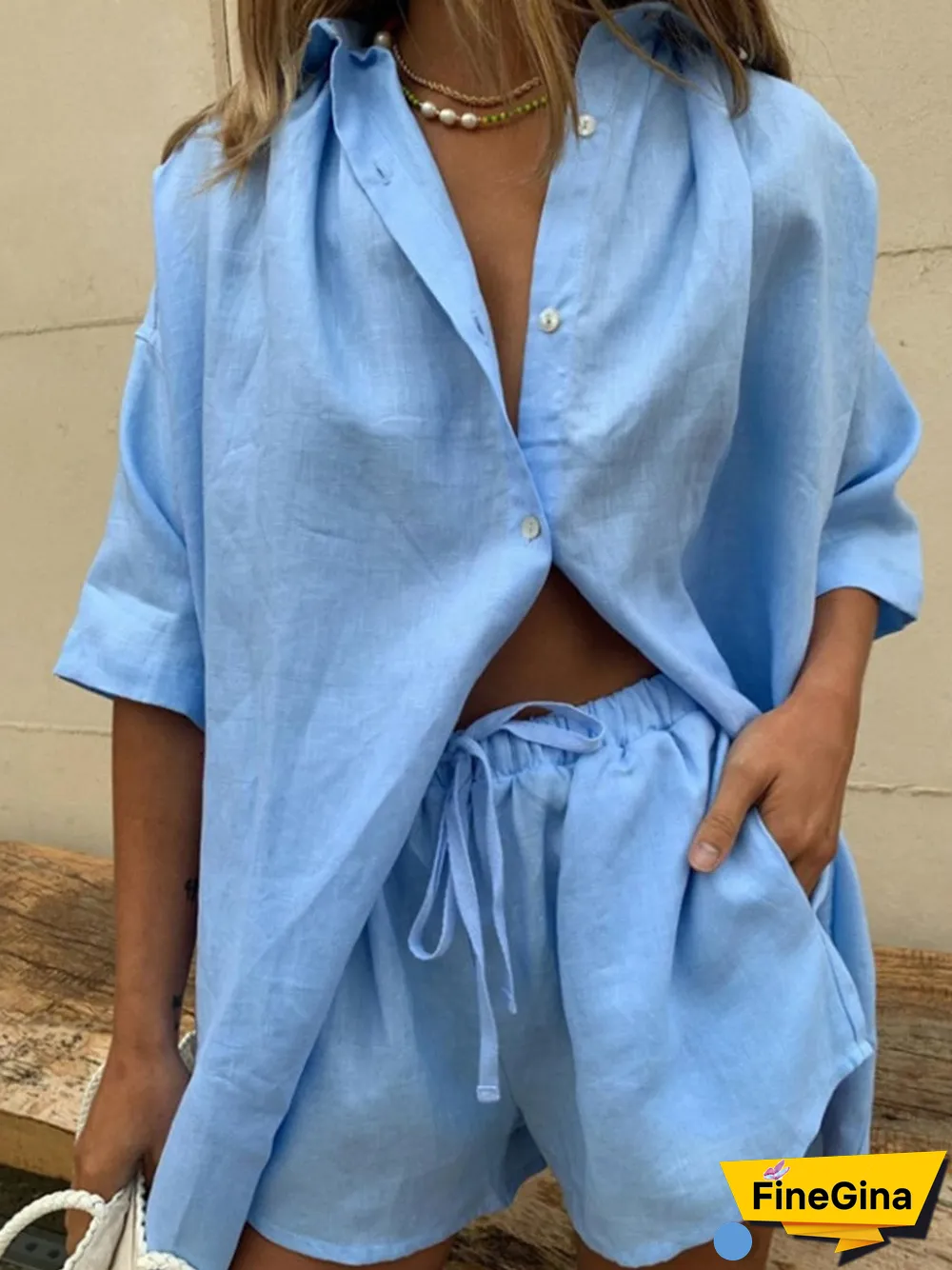 Pure Color Casual Two-piece Suit P14318