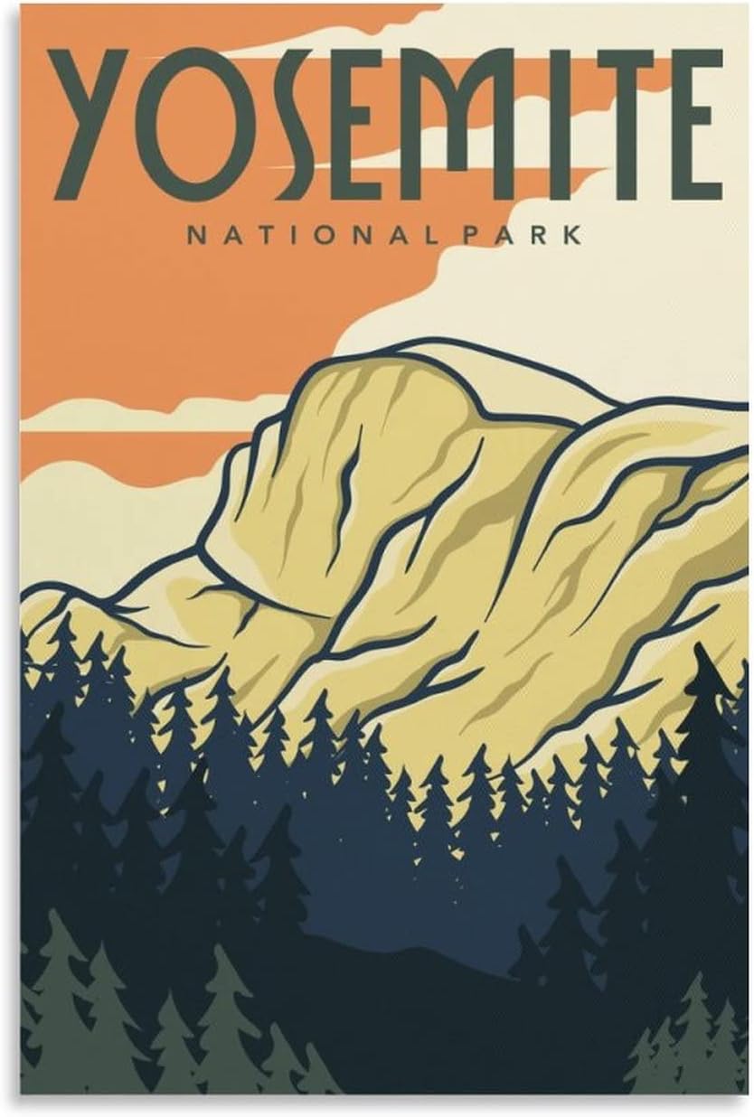 Yosemite National Park Vintage Cityscape Poster Poster Decorative Painting Canvas Wall Art Living Room Posters Bedroom Painting 12x18inch(30x45cm) 12x18inch(30x45cm)