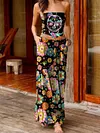 Mexican skull tube top long dress Floral Strapless Casual Knitting Dress