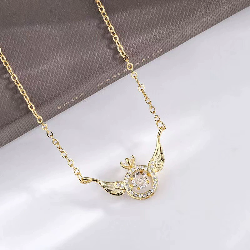 Angel Wings Zirconia Gold-Plated Necklace