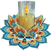 Mandala lotus acrylique DIY peinture en diamant porte-bougies sans bougies table de table de table pour d&eacute;butants adultes