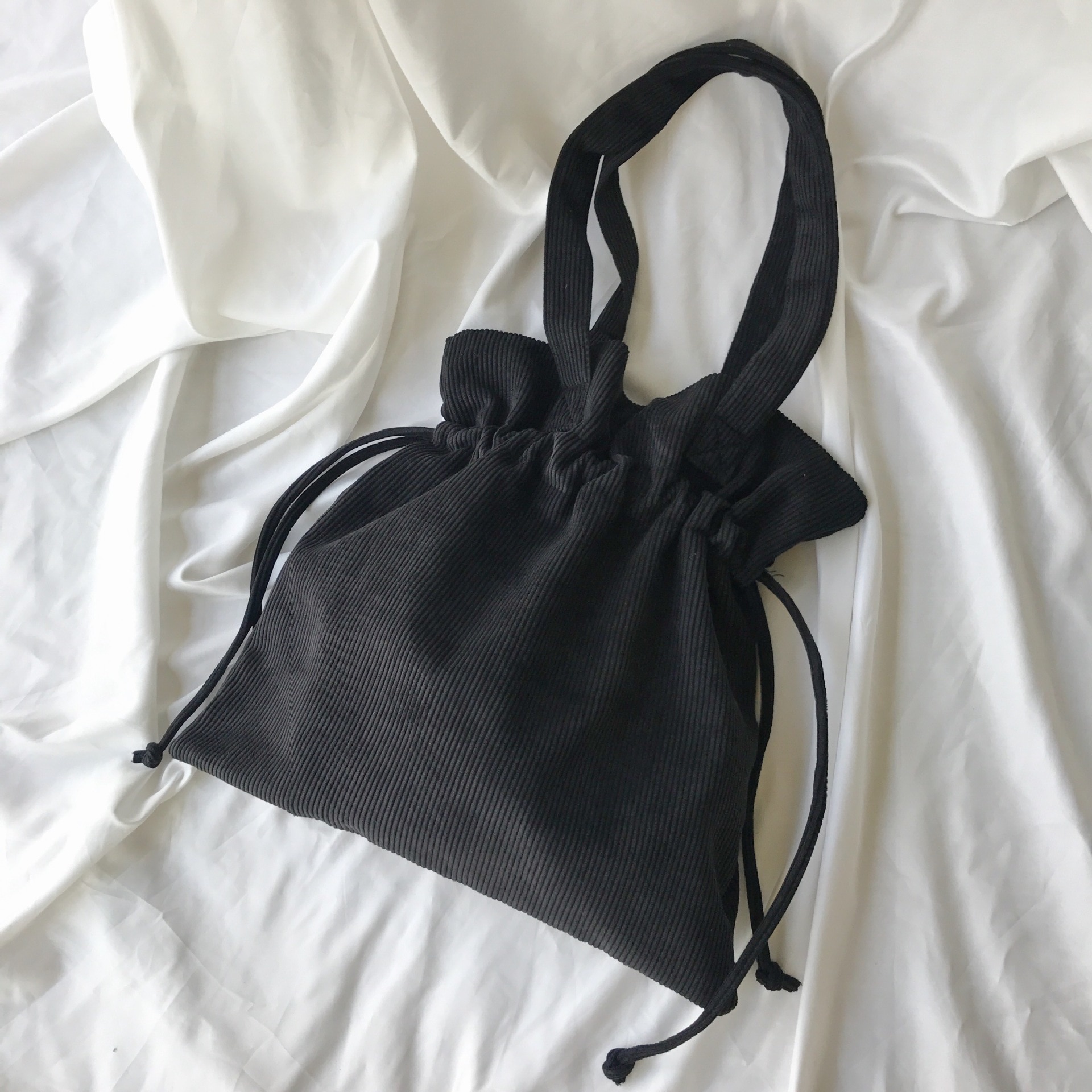 Corduroy Shoulder Bags Large Capacity Drawstring Handbag