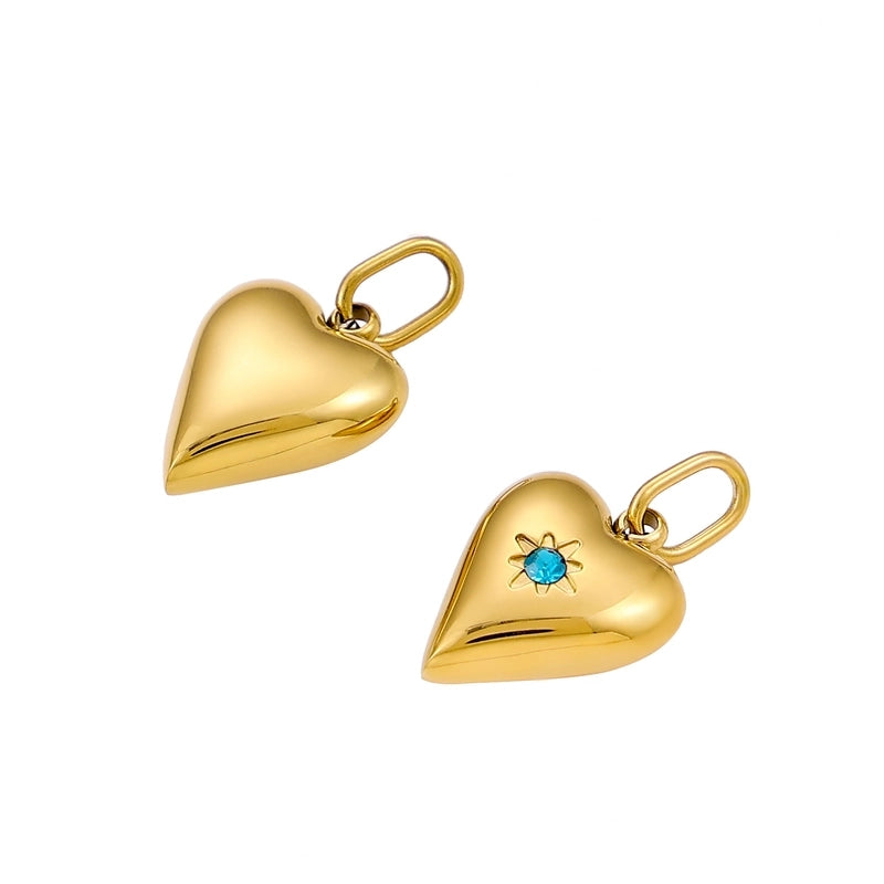 1 Piece 13*10mm 304 Stainless Steel Zircon Heart Shape Skull Polished Pendant Jewelry Accessories