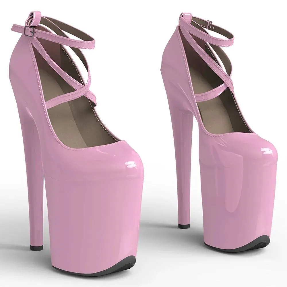 VCshoes 20cm/8inch Patent PU Round Toe Pumbs High Heel Model Shoes Pole Dance Shoes