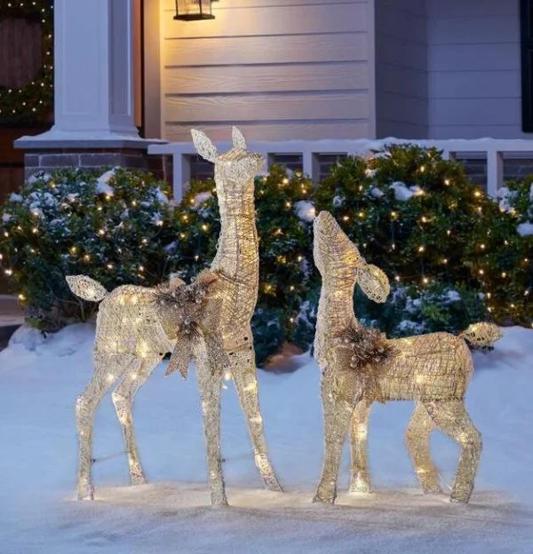 🔥kukelife🔥Christmas-led lighted white deer and doe
