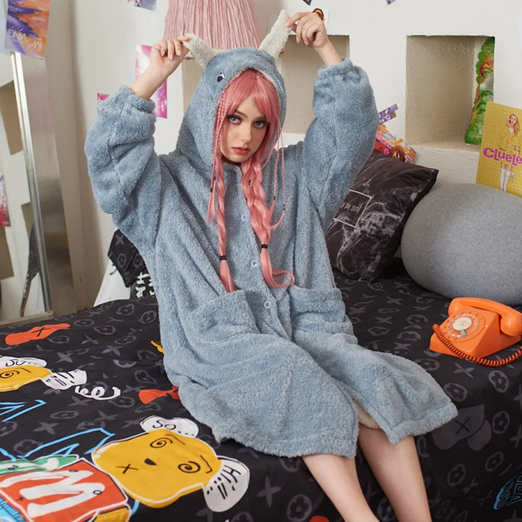 【50% OFF】Cartoon Dinosaur Hooded Pajamas Dress - Modakawa Modakawa