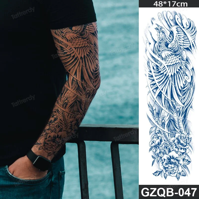 Sdrawing transfer tattoo fake large size full arm tattoo sleeve juice ink long lasting waterproof temporary tattoos men body art