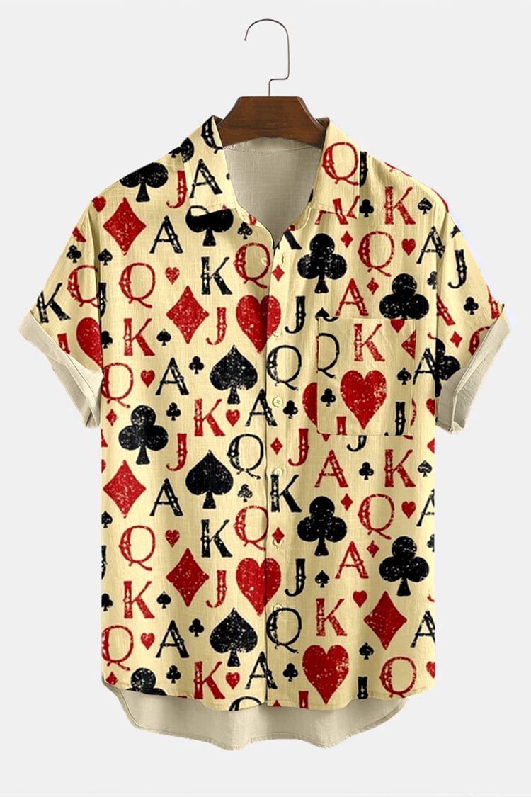 Tiboyz Fashion Beige Poker Men's Shirt