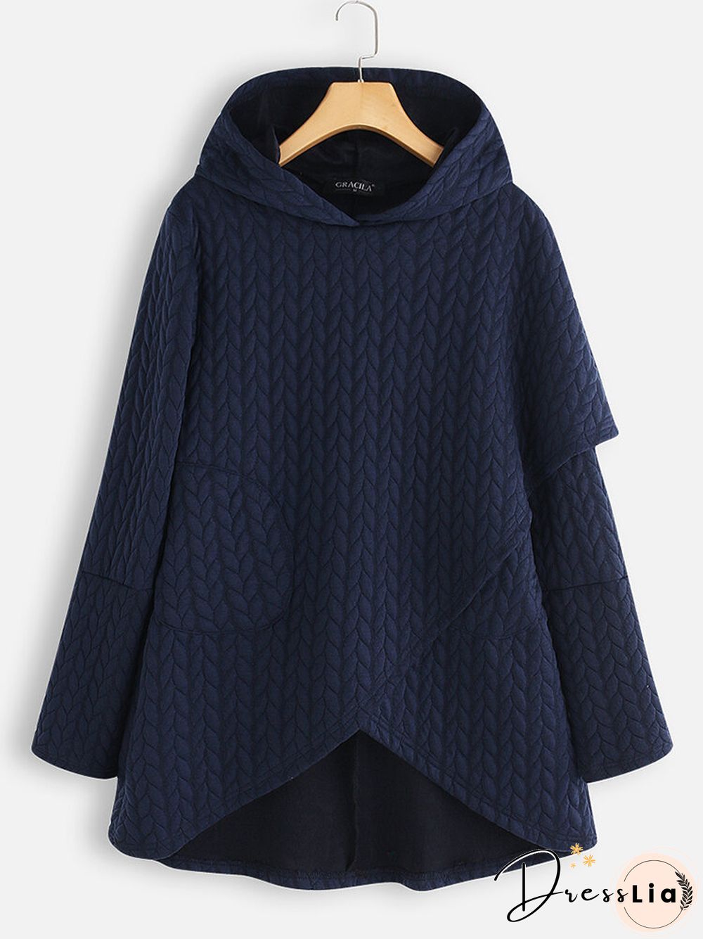 Women Casual Asymmetrical Hem Long Sleeve Hoodies